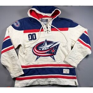 Columbus Blue Jackets Lace Up Old Time Hockey Hoodie Small NHL Causeway Cream